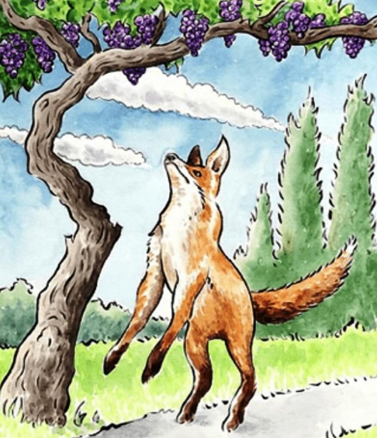 english-short-moral-story-the-fox-and-the-grapes-for-kids-and